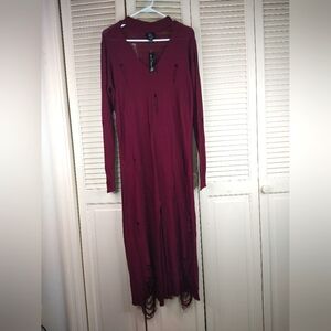 Burgundy Long Sleeve Maxi Sweater